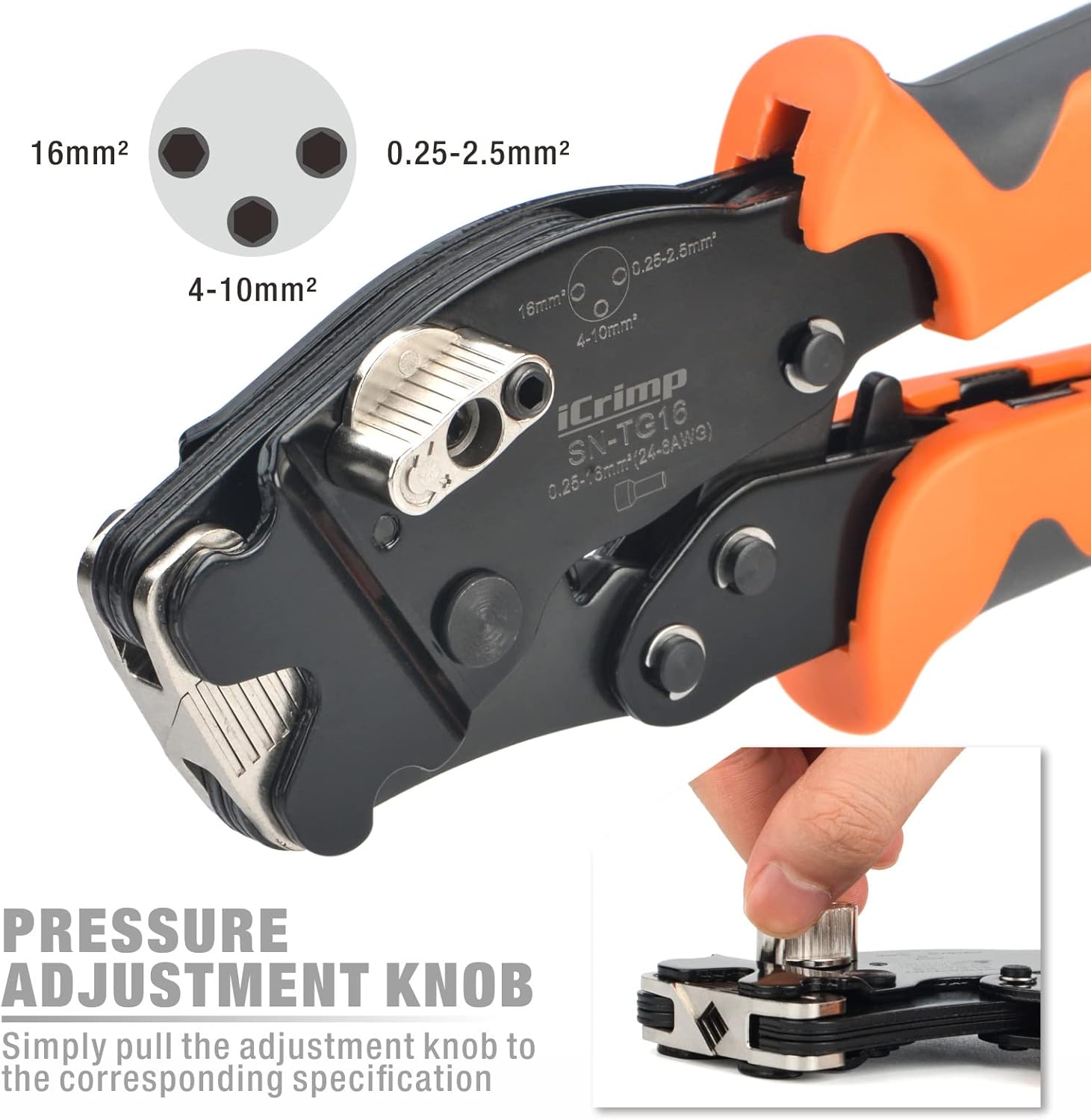 คีมย้ำหางปลาคอร์ดเอ็นแบบสี่เหลี่ยม สายไฟฟ้าสายคอนโทรล IWISS SN-TG16 - Image 2