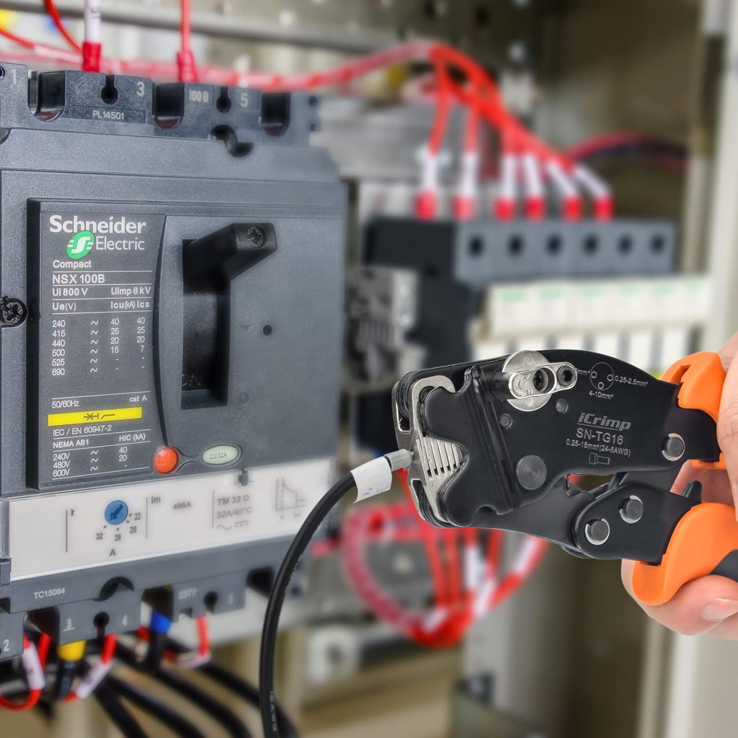 คีมย้ำหางปลาคอร์ดเอ็นแบบสี่เหลี่ยม สายไฟฟ้าสายคอนโทรล IWISS SN-TG16 - Image 3