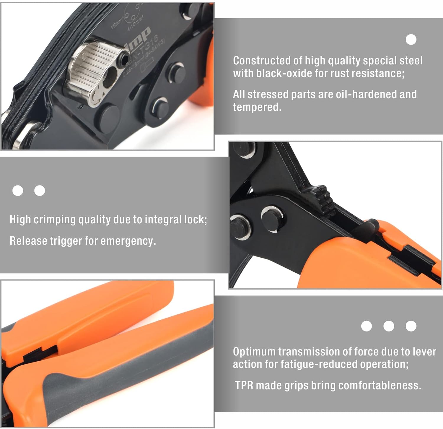 คีมย้ำหางปลาคอร์ดเอ็นแบบสี่เหลี่ยม สายไฟฟ้าสายคอนโทรล IWISS SN-TG16 - Image 6