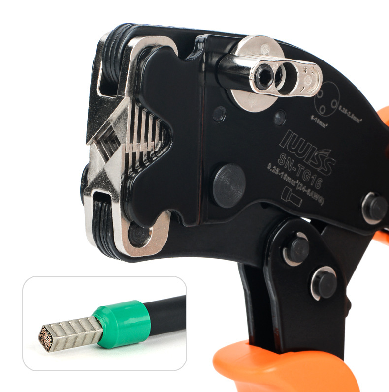 คีมย้ำหางปลาคอร์ดเอ็นแบบสี่เหลี่ยม สายไฟฟ้าสายคอนโทรล IWISS SN-TG16 - Image 7