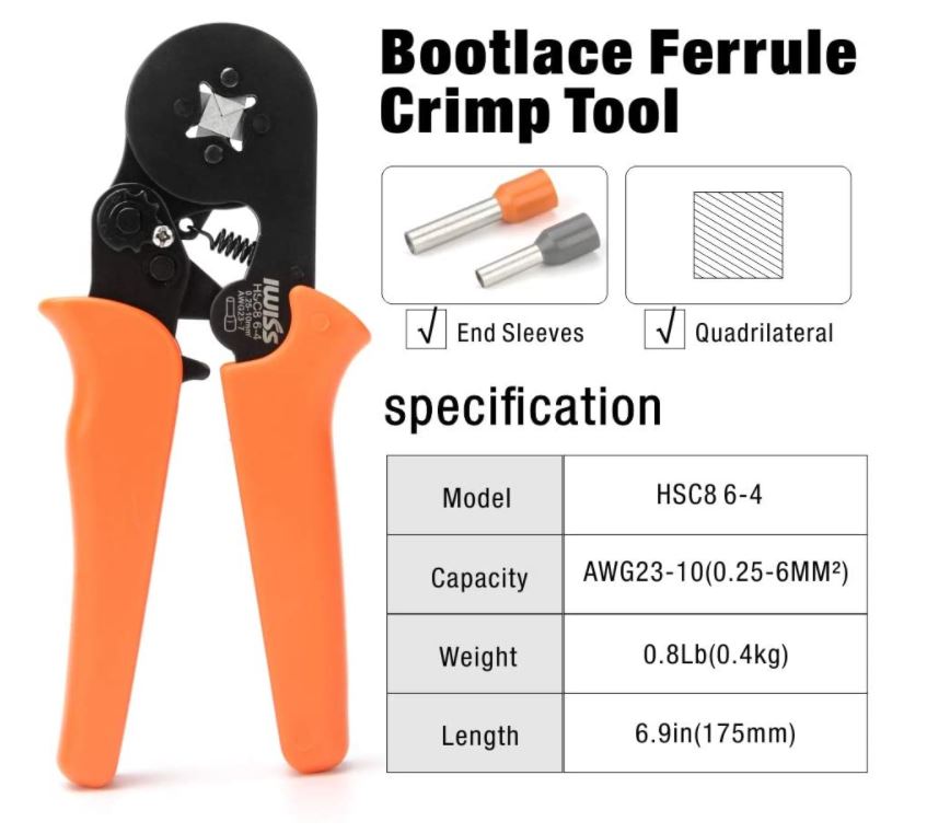 IWISS HSC8 6-4 คีมย้ำหางปลาคอร์ดเอ็น 0.25 mm.² - 6.00 mm.²แบบ 4เหลี่ยม - Image 8