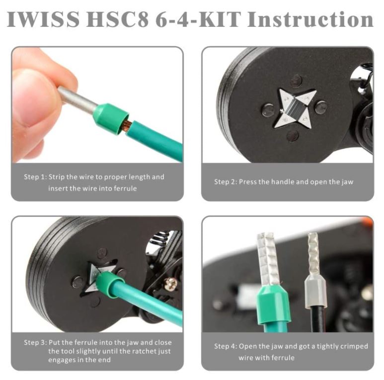 IWISS HSC8 6-4 คีมย้ำหางปลาคอร์ดเอ็น 0.25 mm.² - 6.00 mm.²แบบ 4เหลี่ยม - Image 11