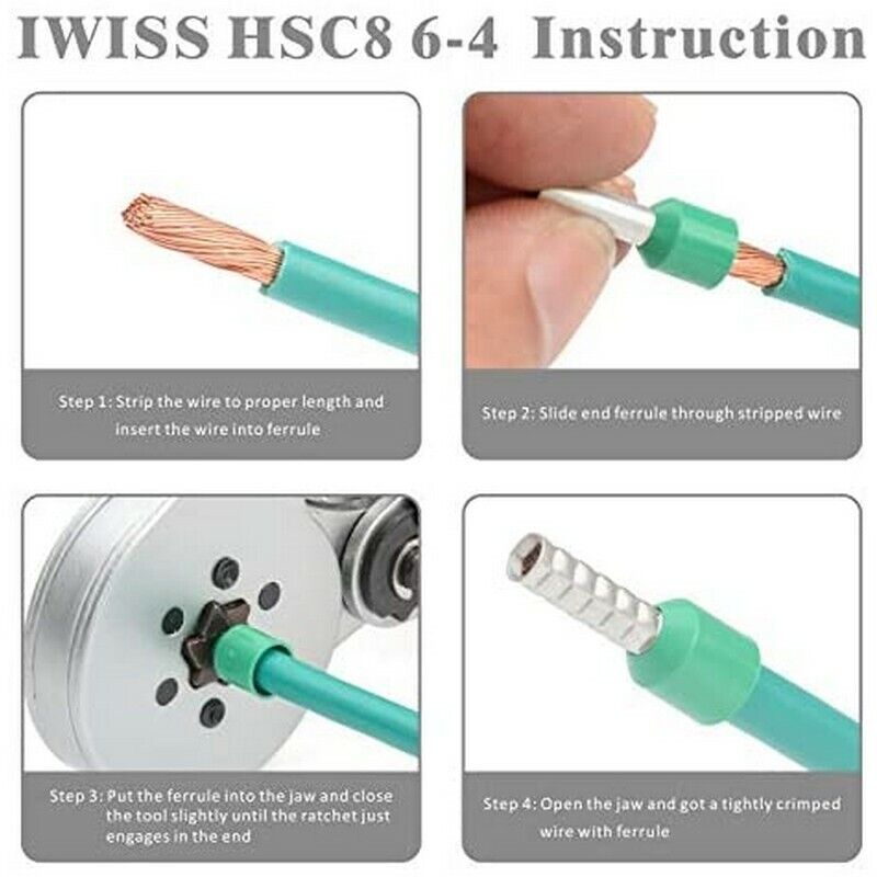 คีมย้ำหางปลาคอร์ดเอ็น IWISS HSC8 6-6A/HSC8 6-6 0.25 mm² - 6.00 mm² - Image 6