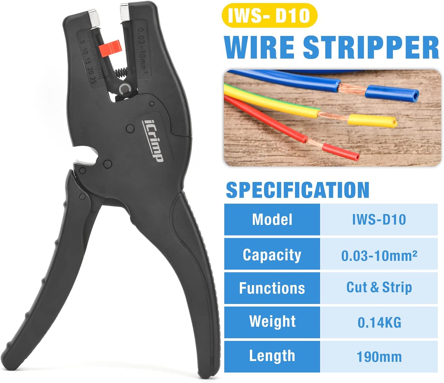 IWISS IWS-D10 เครื่องปอกสายไฟอัตโนมัติ มัลติฟังก์ชั่น คีมช่างไฟฟ้า - Image 3