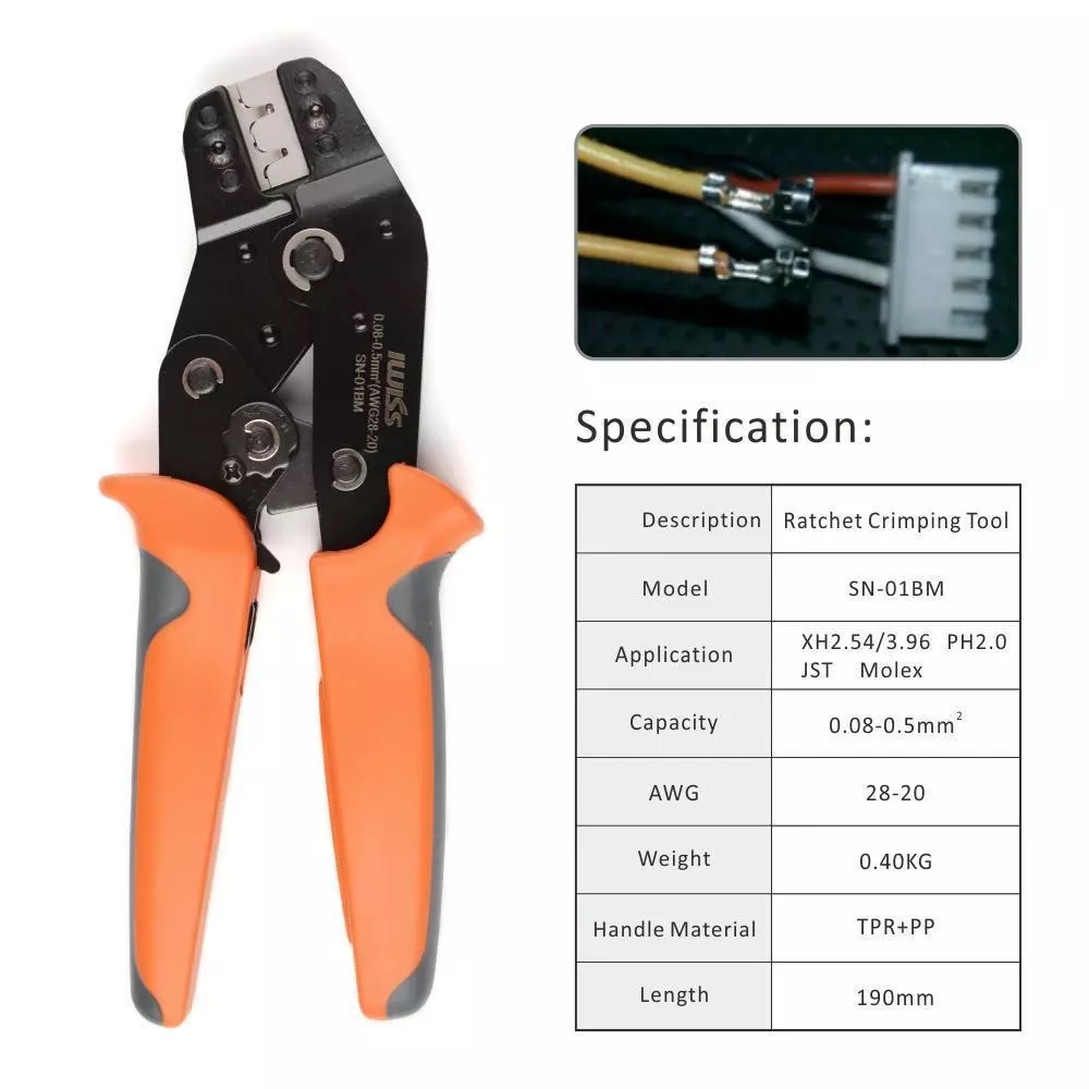คีมย้ำหางปลา IWISS SN-01BM AWG28-20 (0.08-0.5mm2)