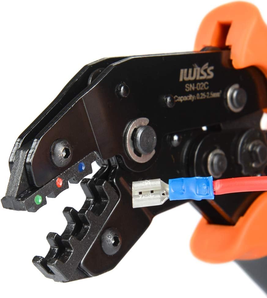 IWISS SN-02C คีมย้ำหางปลาแบบมีฉนวน 0.25-2.5 mm2 AWG24-14 - Image 5