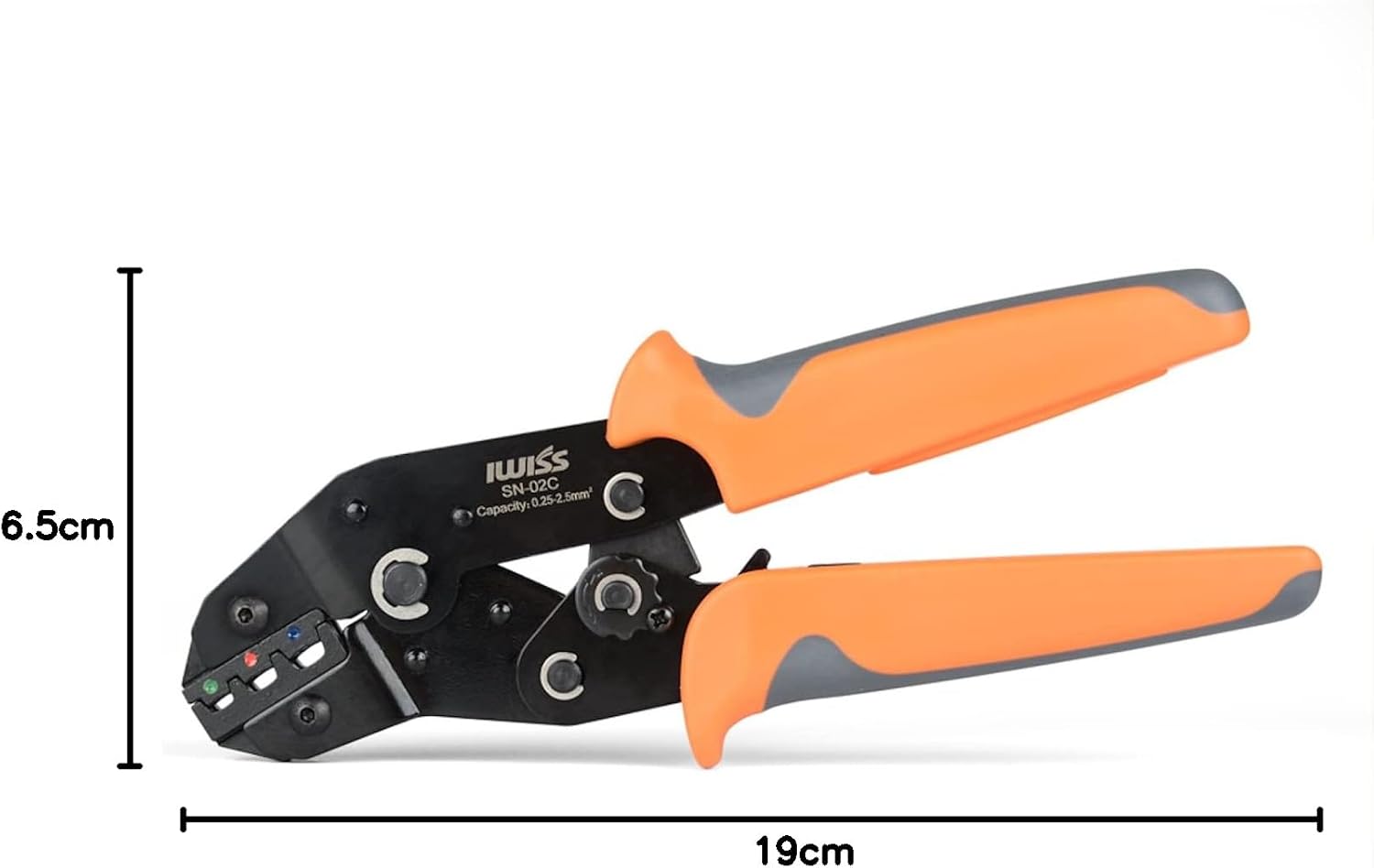 IWISS SN-02C คีมย้ำหางปลาแบบมีฉนวน 0.25-2.5 mm2 AWG24-14 - Image 6